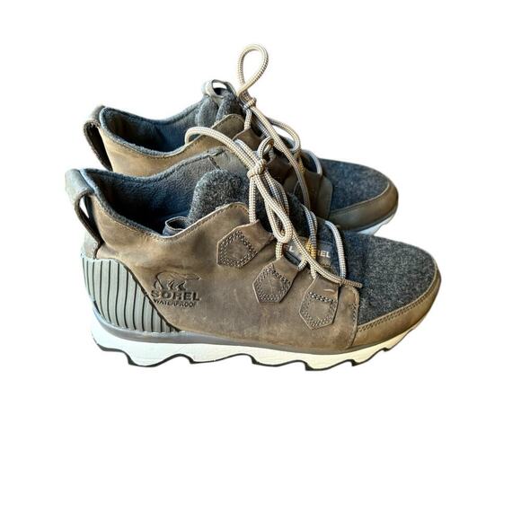 Sorel Weatherproof Kinetic Caribou Hiking Snow Sneaker Boot - Quarry Grey Brown - Picture 6 of 12